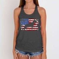 Doberman Vintage American Flag funny gog lovers Women's Knotted Racerback Tank