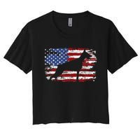 Doberman Vintage American Flag funny gog lovers Women's Crop Top Tee