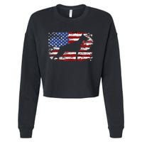 Doberman Vintage American Flag funny gog lovers Cropped Pullover Crew