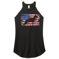 Doberman Vintage American Flag funny gog lovers Women's Perfect Tri Rocker Tank