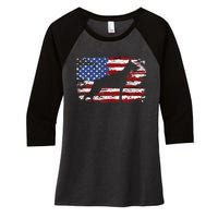 Doberman Vintage American Flag funny gog lovers Women's Tri-Blend 3/4-Sleeve Raglan Shirt