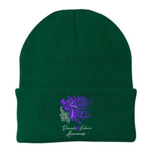 Domestic Violence Awareness Gifts Purple Butterflies Knit Cap Winter Beanie