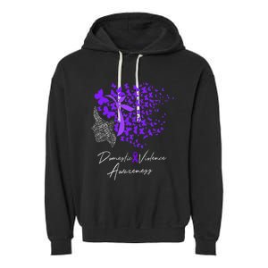 Domestic Violence Awareness Gifts Purple Butterflies Garment-Dyed Fleece Hoodie