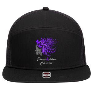 Domestic Violence Awareness Gifts Purple Butterflies 7 Panel Mesh Trucker Snapback Hat