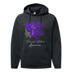 Domestic Violence Awareness Gifts Purple Butterflies Performance Fleece Hoodie