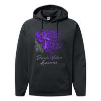 Domestic Violence Awareness Gifts Purple Butterflies Performance Fleece Hoodie