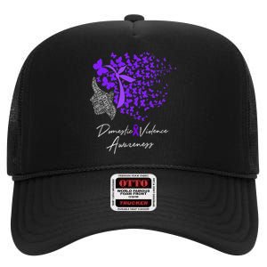 Domestic Violence Awareness Gifts Purple Butterflies High Crown Mesh Back Trucker Hat