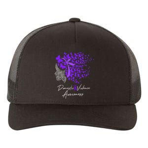 Domestic Violence Awareness Gifts Purple Butterflies Yupoong Adult 5-Panel Trucker Hat