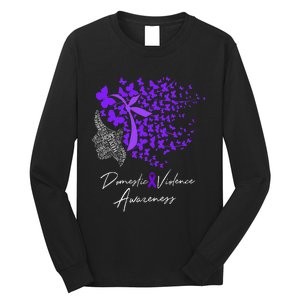 Domestic Violence Awareness Gifts Purple Butterflies Long Sleeve Shirt