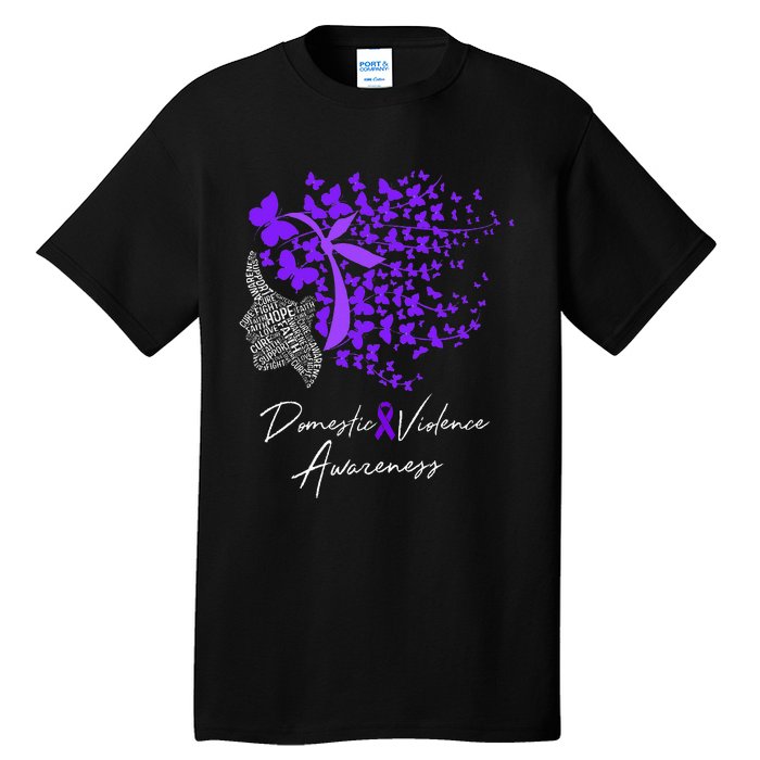 Domestic Violence Awareness Gifts Purple Butterflies Tall T-Shirt