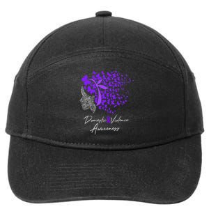 Domestic Violence Awareness Gifts Purple Butterflies 7-Panel Snapback Hat