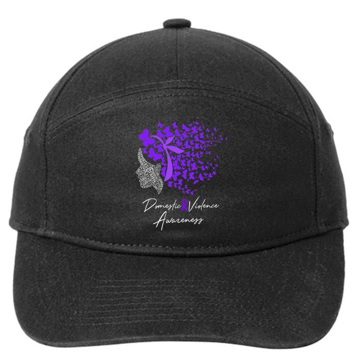 Domestic Violence Awareness Gifts Purple Butterflies 7-Panel Snapback Hat