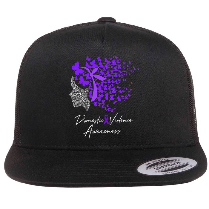 Domestic Violence Awareness Gifts Purple Butterflies Flat Bill Trucker Hat