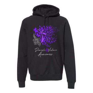 Domestic Violence Awareness Gifts Purple Butterflies Premium Hoodie