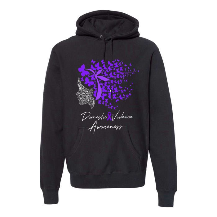 Domestic Violence Awareness Gifts Purple Butterflies Premium Hoodie