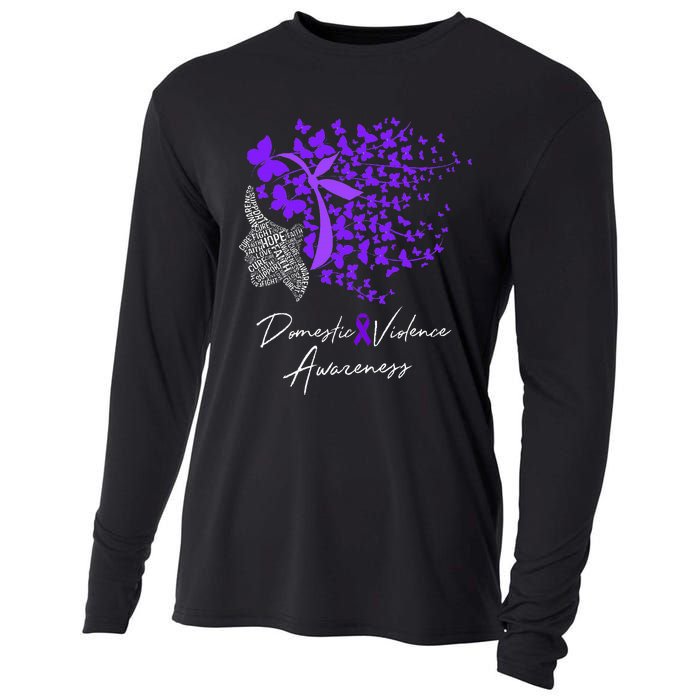 Domestic Violence Awareness Gifts Purple Butterflies Cooling Performance Long Sleeve Crew