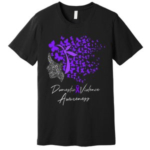 Domestic Violence Awareness Gifts Purple Butterflies Premium T-Shirt