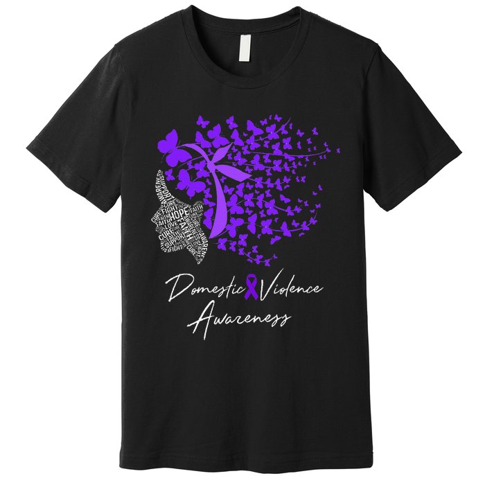 Domestic Violence Awareness Gifts Purple Butterflies Premium T-Shirt