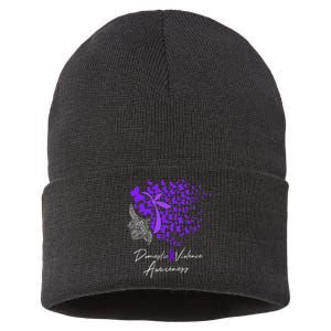 Domestic Violence Awareness Gifts Purple Butterflies Sustainable Knit Beanie