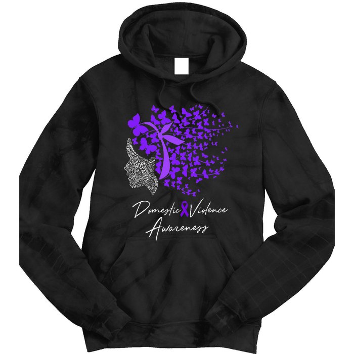 Domestic Violence Awareness Gifts Purple Butterflies Tie Dye Hoodie