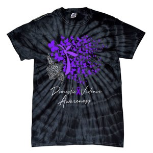 Domestic Violence Awareness Gifts Purple Butterflies Tie-Dye T-Shirt