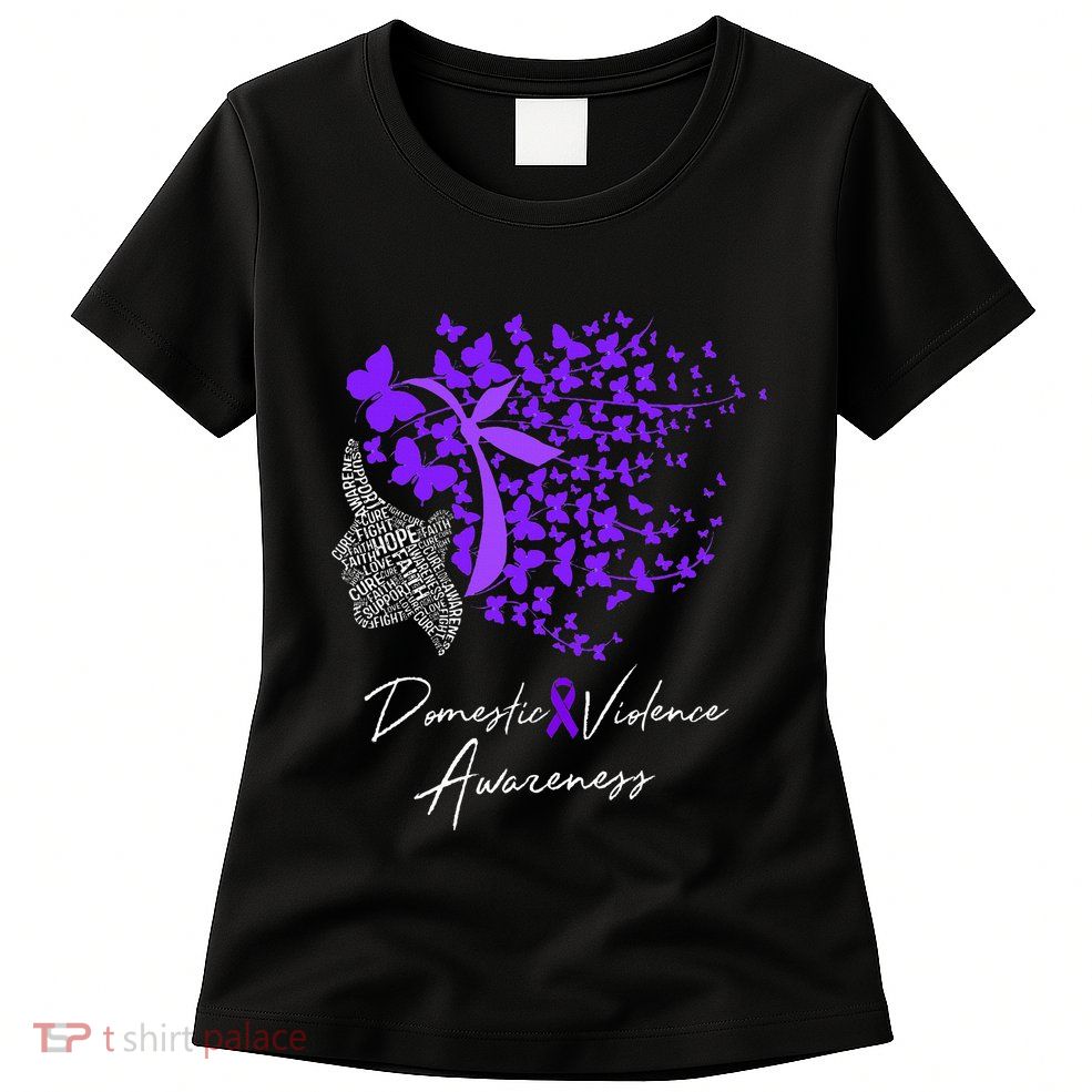Domestic Violence Awareness Gifts Purple Butterflies Womens T-Shirt