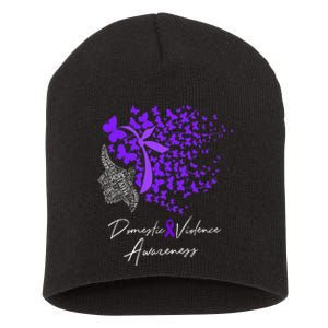 Domestic Violence Awareness Gifts Purple Butterflies Short Acrylic Beanie