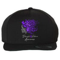 Domestic Violence Awareness Gifts Purple Butterflies Wool Snapback Cap