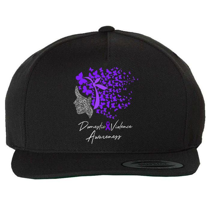 Domestic Violence Awareness Gifts Purple Butterflies Wool Snapback Cap