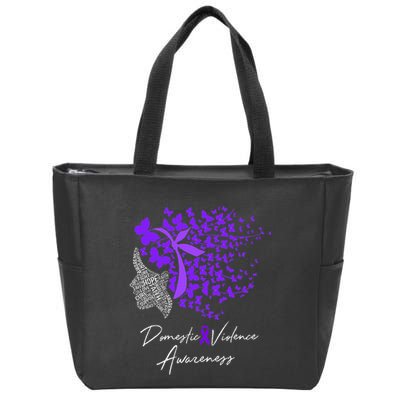 Domestic Violence Awareness Gifts Purple Butterflies Zip Tote Bag