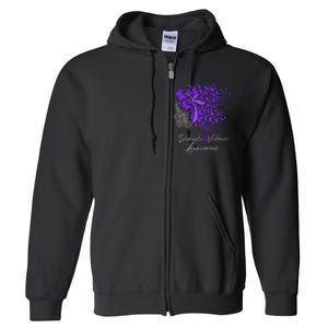 Domestic Violence Awareness Gifts Purple Butterflies Full Zip Hoodie