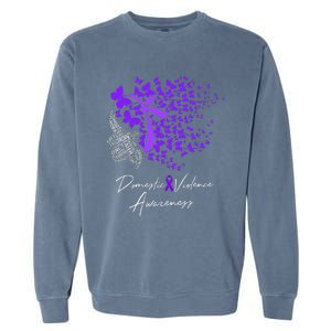 Domestic Violence Awareness Gifts Purple Butterflies Garment-Dyed Sweatshirt