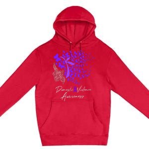 Domestic Violence Awareness Gifts Purple Butterflies Premium Pullover Hoodie