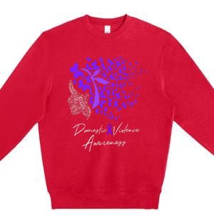 Domestic Violence Awareness Gifts Purple Butterflies Premium Crewneck Sweatshirt