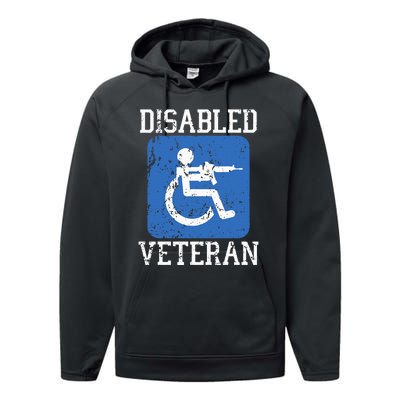 Disabled Veteran Armed Forces Military Soldier Army Usa Performance Fleece Hoodie