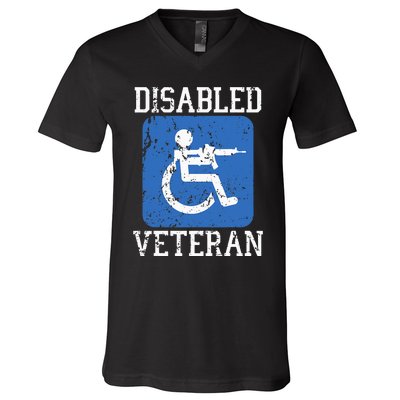 Disabled Veteran Armed Forces Military Soldier Army Usa V-Neck T-Shirt