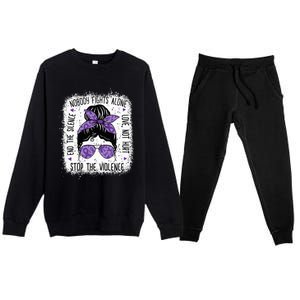 Domestic Violence Awareness Stop End Domestic Violence Premium Crewneck Sweatsuit Set