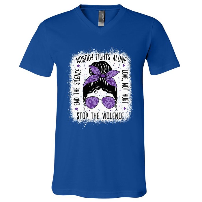 Domestic Violence Awareness Stop End Domestic Violence V-Neck T-Shirt