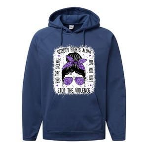 Domestic Violence Awareness Stop End Domestic Violence Performance Fleece Hoodie