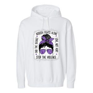 Domestic Violence Awareness Stop End Domestic Violence Garment-Dyed Fleece Hoodie