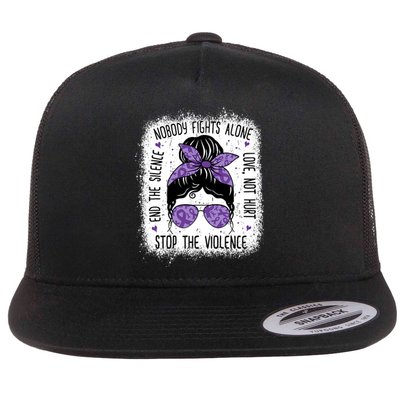 Domestic Violence Awareness Stop End Domestic Violence Flat Bill Trucker Hat