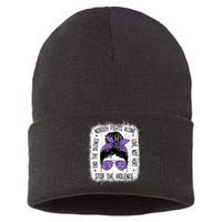 Domestic Violence Awareness Stop End Domestic Violence Sustainable Knit Beanie