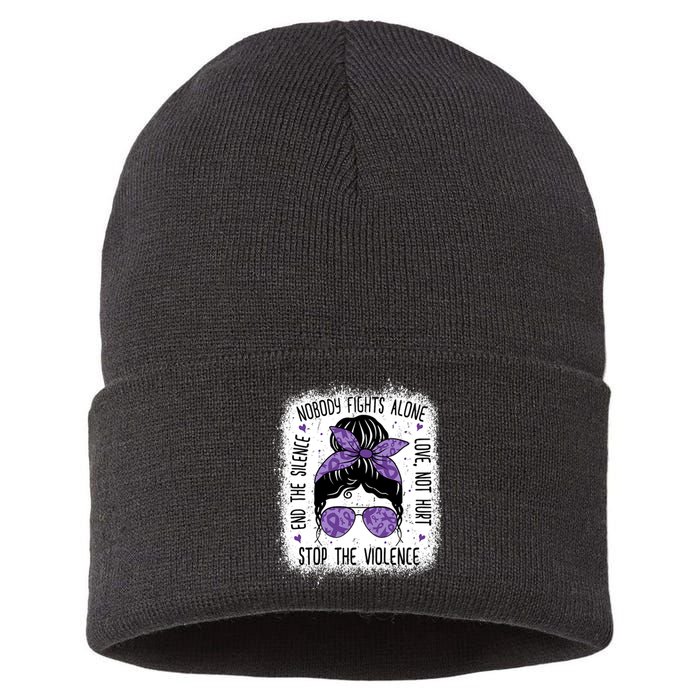 Domestic Violence Awareness Stop End Domestic Violence Sustainable Knit Beanie