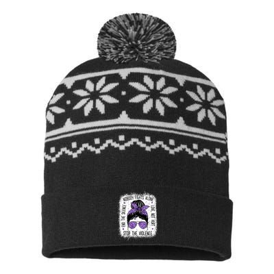 Domestic Violence Awareness Stop End Domestic Violence USA-Made Snowflake Beanie