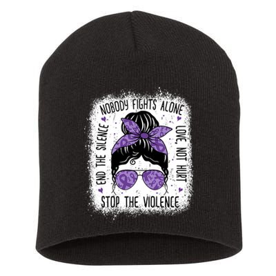 Domestic Violence Awareness Stop End Domestic Violence Short Acrylic Beanie