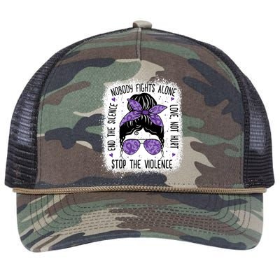 Domestic Violence Awareness Stop End Domestic Violence Retro Rope Trucker Hat Cap