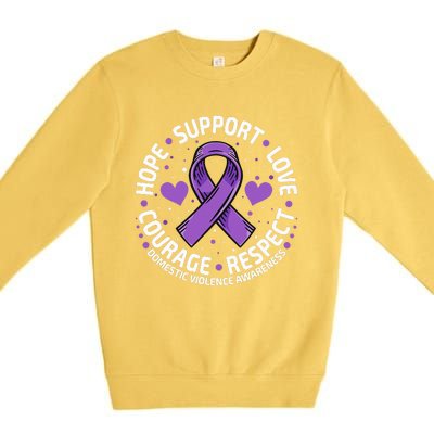 Domestic Violence Awareness LOVE SUPPORT Domestic Violence Premium Crewneck Sweatshirt