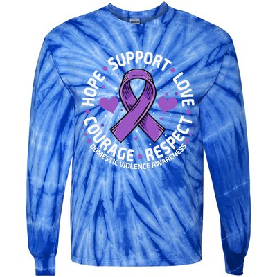 Domestic Violence Awareness LOVE SUPPORT Domestic Violence Tie-Dye Long Sleeve Shirt