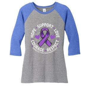 Domestic Violence Awareness LOVE SUPPORT Domestic Violence Women's Tri-Blend 3/4-Sleeve Raglan Shirt