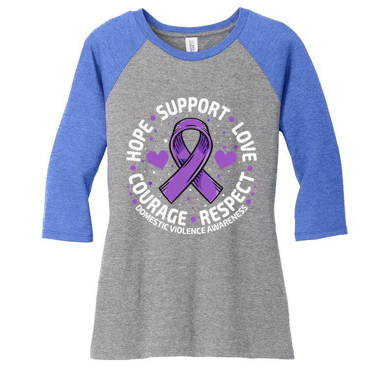 Domestic Violence Awareness LOVE SUPPORT Domestic Violence Women's Tri-Blend 3/4-Sleeve Raglan Shirt